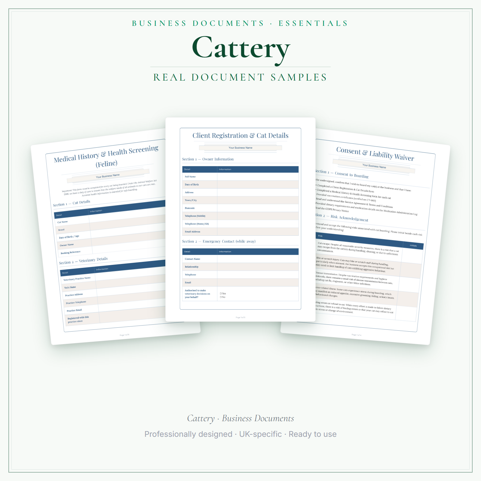 Cattery Essential Business Documents | LaunchKit