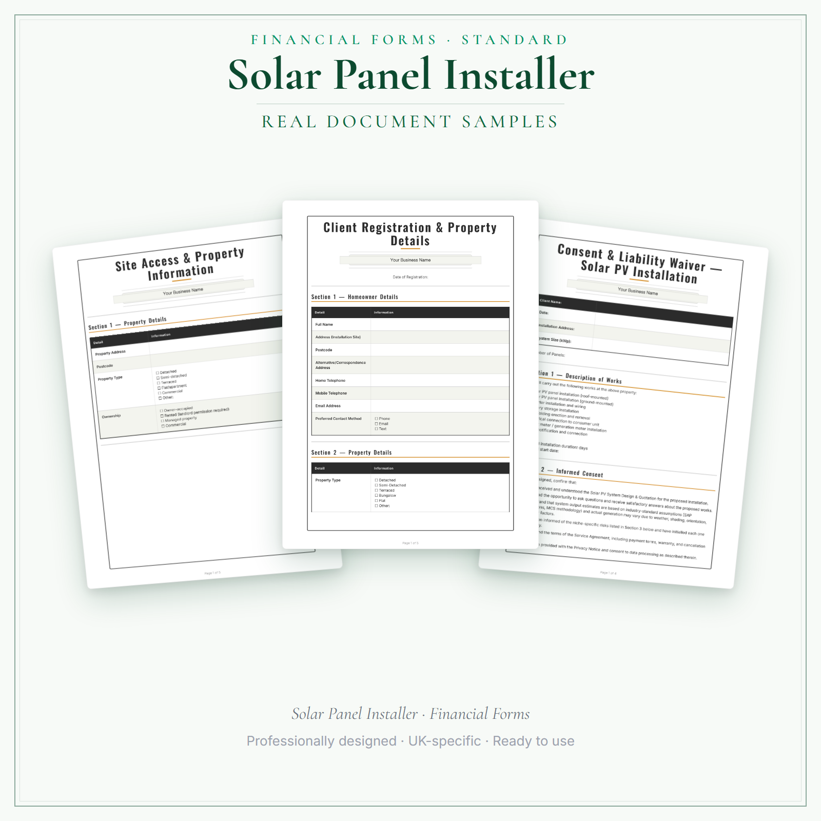 Solar Panel Contrac Form.pdf Solar Panel Installer — Financial Forms Bundle — Standard | LaunchKit