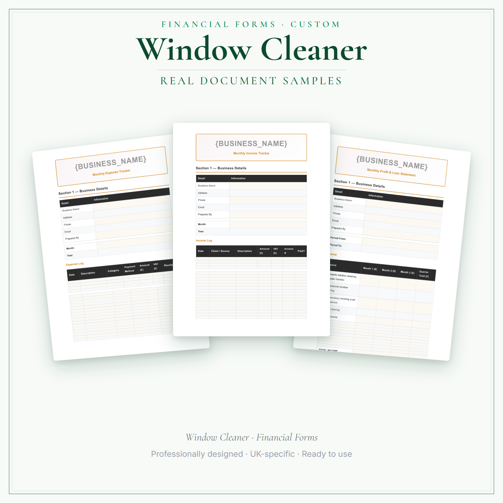 Window Kit Form Window Cleaner Customisable Financial Forms | LaunchKit